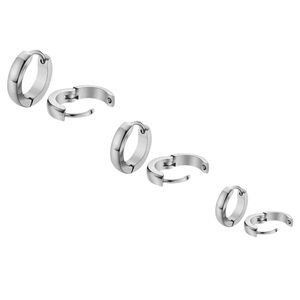 Stainless Steel 3 Pairs Hoop Earrings
